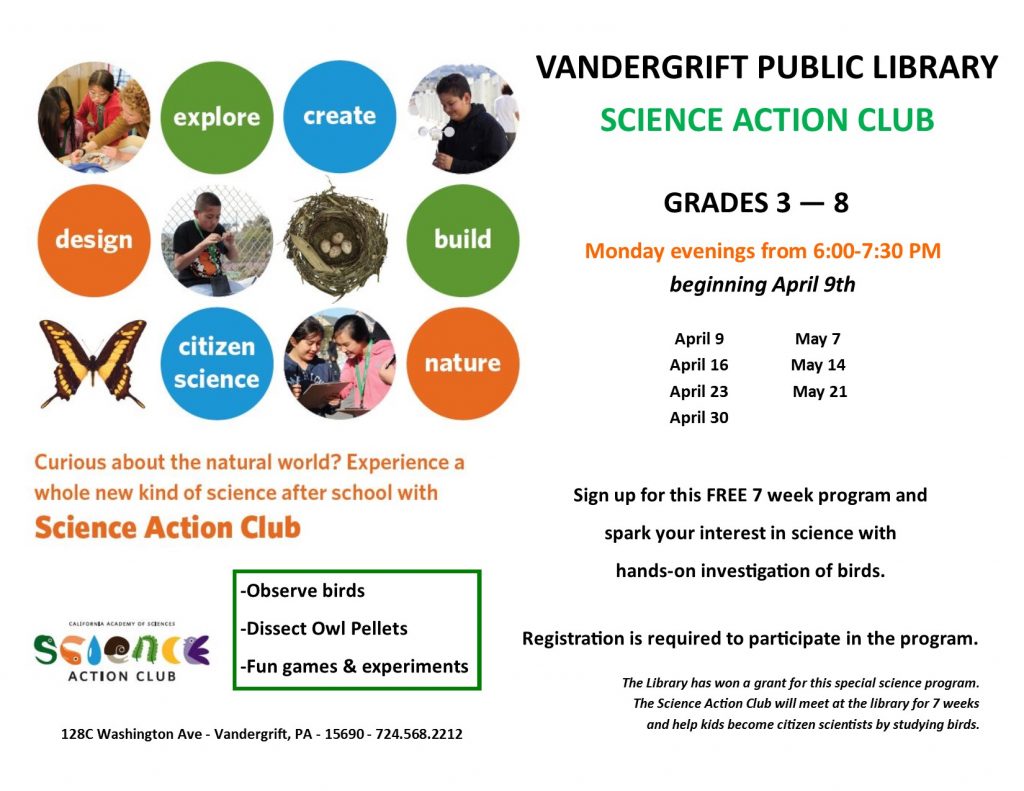 science action club poster – Vandergrift Public Library