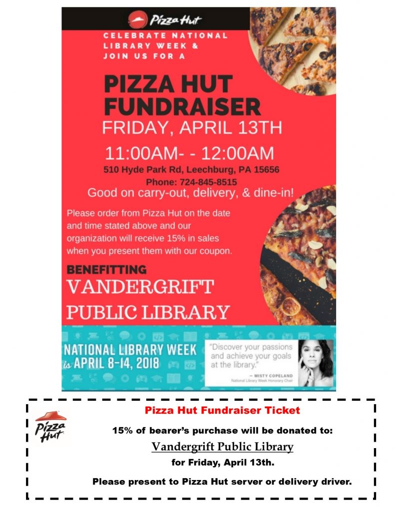 online pizza hut poster with ticket – Vandergrift Public Library